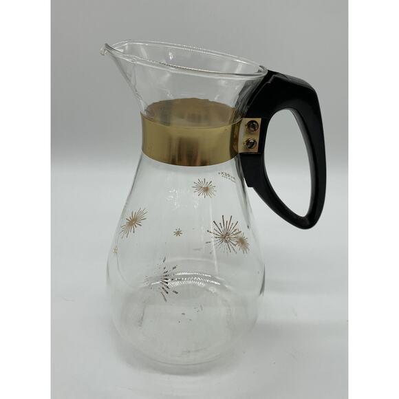 Vintage MCM Gold Starburst Pyrex Carafe 6 Cup No lid Read - Picture 3 of 7